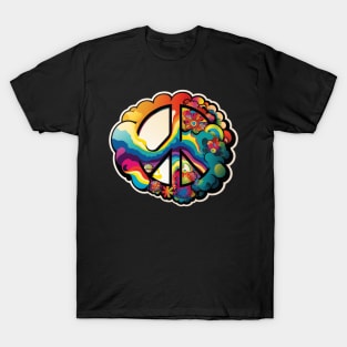 Groovy Psychedelic Peace Sign in Black T-Shirt